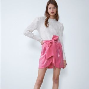 NWT Zara Pink shimmery Mini Skirt Sz XS